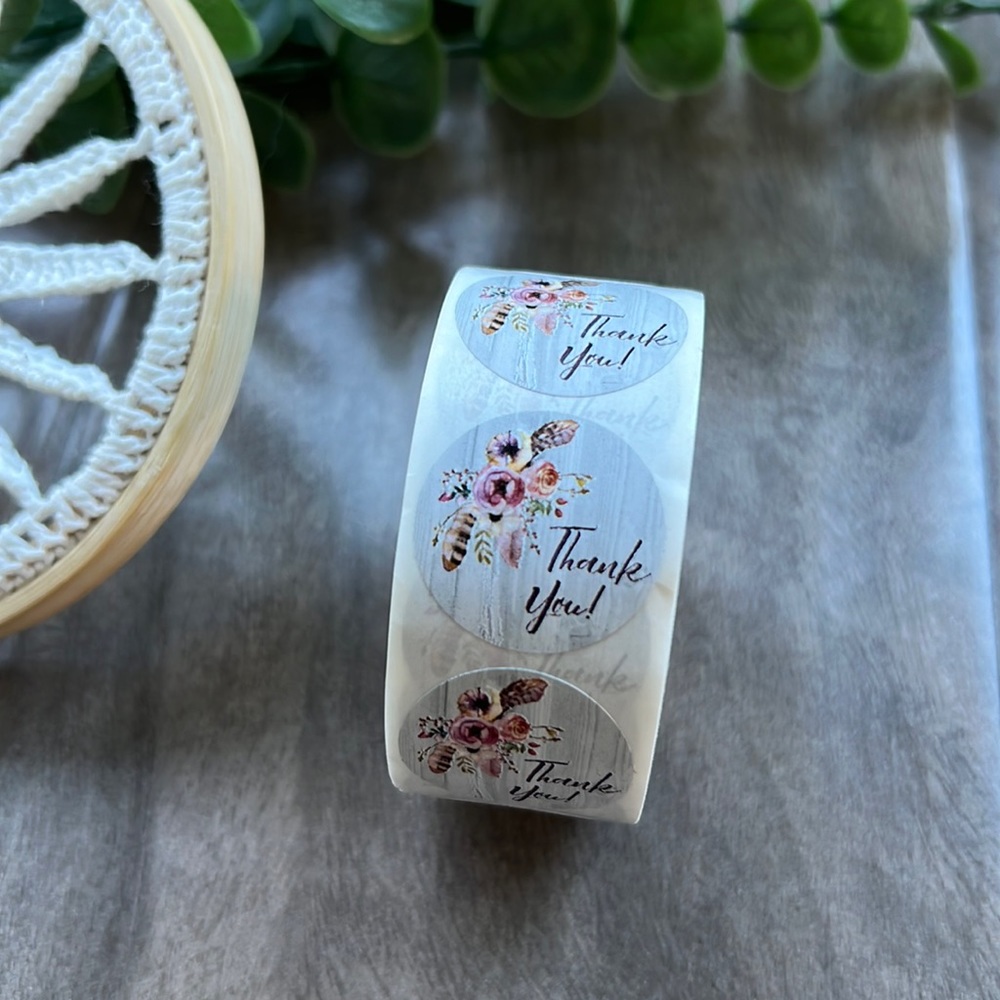 3/$20📦 LAST ONE! Roll of 500 - 1” boho floral thank you stickers
